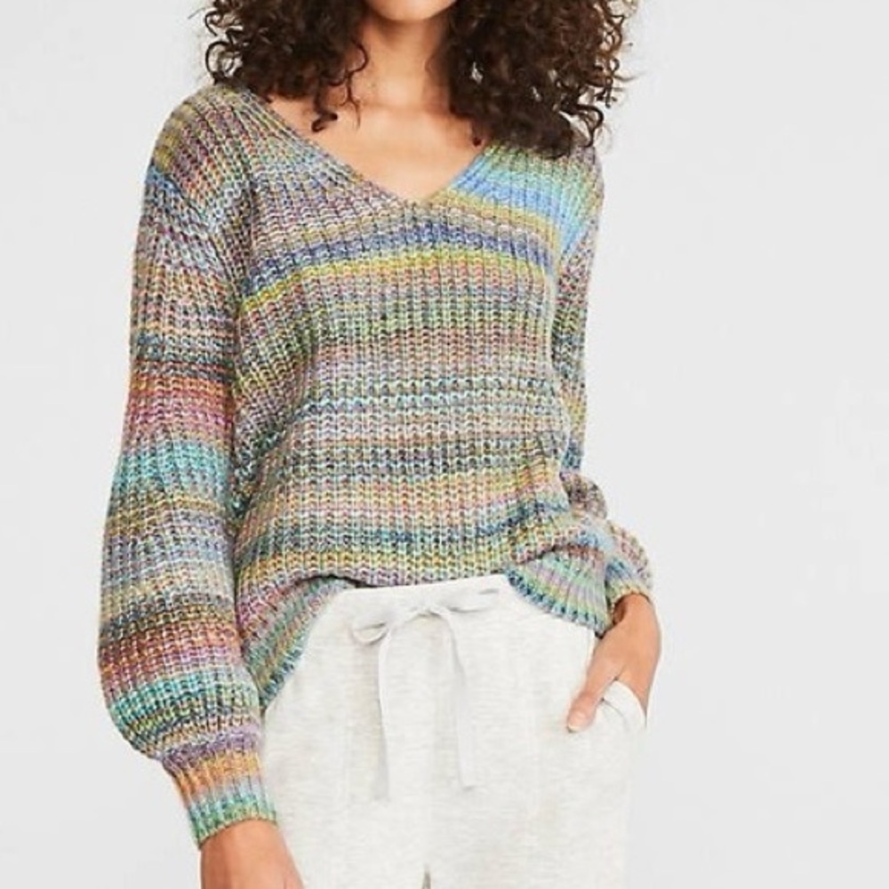 Lou & Grey Colorful Knit V-Neck Sweater